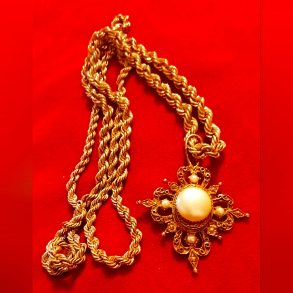 Christian Dior 36" Signed Necklace with Pendant